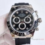 Clean Factory Copy Rolex Cosmo Daytona 7750 40mm Watch Black Diamond Oysterflex Rubber Strap